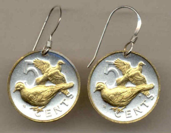 British Virgin Islands 5 cent Doves (a little bigger than a penny)