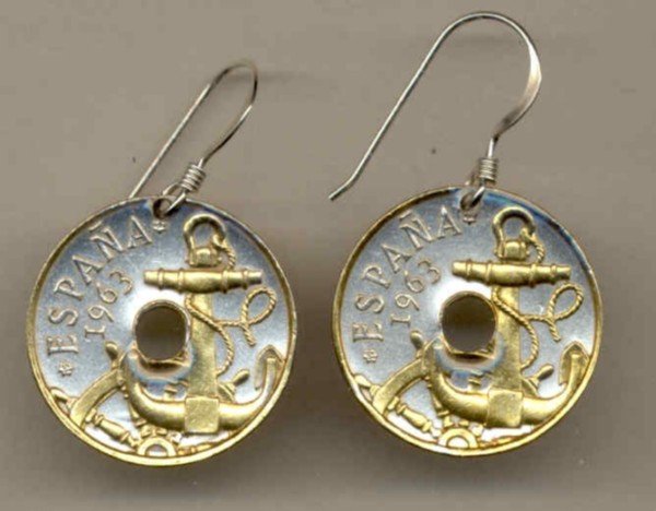 Spanish 50 centimes Anchor & Ships Wheel (a little smaller than a nickel)