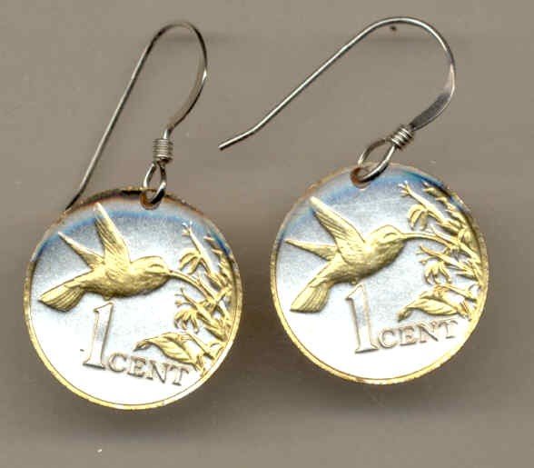 Trinidad & Tobago 1 cent Hummingbird (dime size)