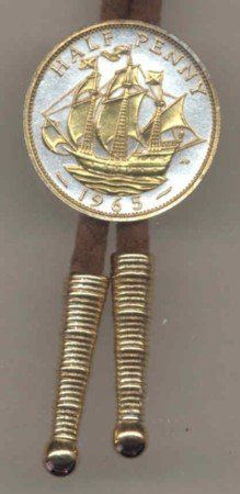 British ½ penny Old Sailing ship (U.S. quarter size)