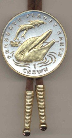 Gibraltar 1 Crown 3 Dolphins + extra detail in Gold (U.S. silver dollar size)