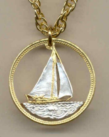 Bahamas 25 cent Sail boat (U.S. quarter size)