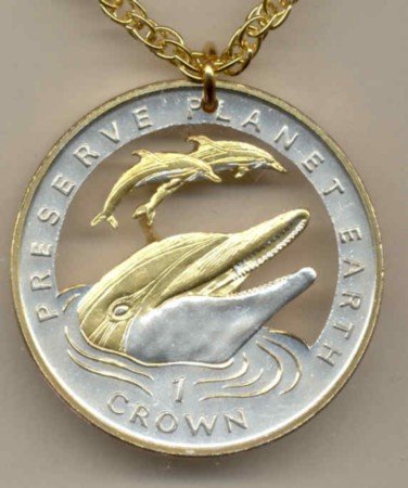 Gibraltar 1 Crown (Preserve Planet Earth) 3 Dolphins (U.S. silver dollar size)