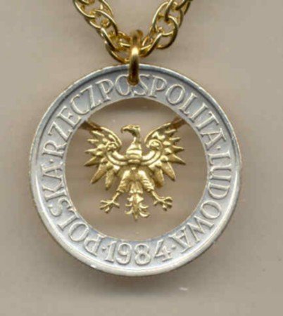 Polish 5 zlotych brass (U.S. quarter - size) 1975 - date