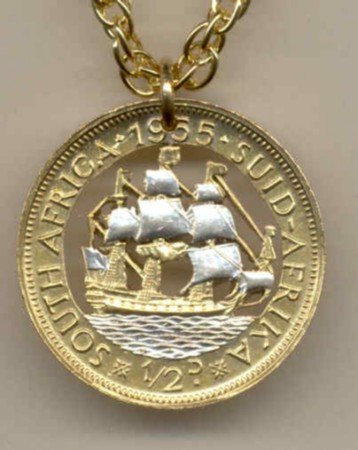 S. African 1/2 penny Old sailing ship (U.S. quarter size)