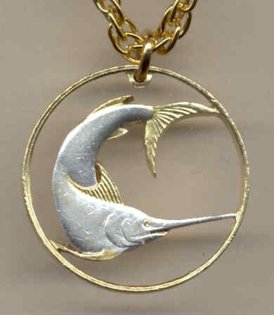 Singapore 20 cent Sword fish (U.S. quarter size)