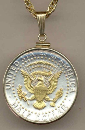 Kennedy half dollar (reverse) (Eagle, Stars & Banner -in Gold) (minted 1970 - date)