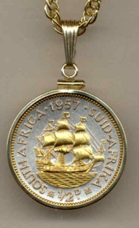 S. African 1/2 penny Sailing ship (a little bigger than a U.S. quarter)