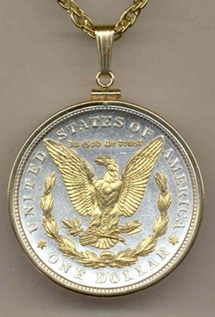 U.S. Morgan silver dollar (reverse) (Eagle, wreath & In God We Trust in Gold) (minted 1878 - 1921)