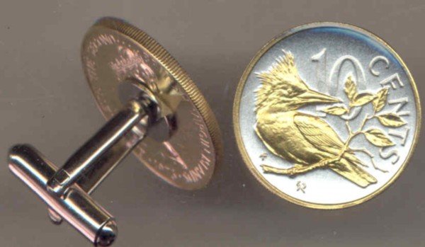 British Virgin Islands 10 cent Kingfisher (a little bigger than a nickel)