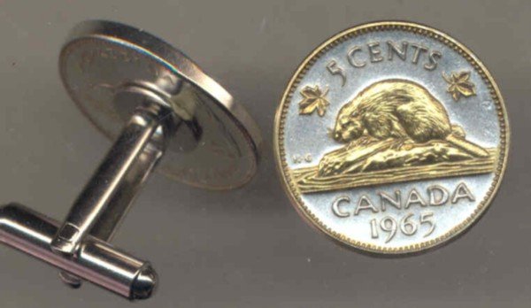 Canadian nickel Beaver (same size as a U.S. nickel)