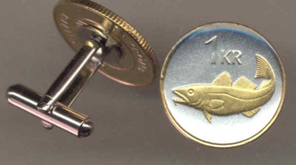 Iceland 1 krona Codfish (U.S. nickel size)