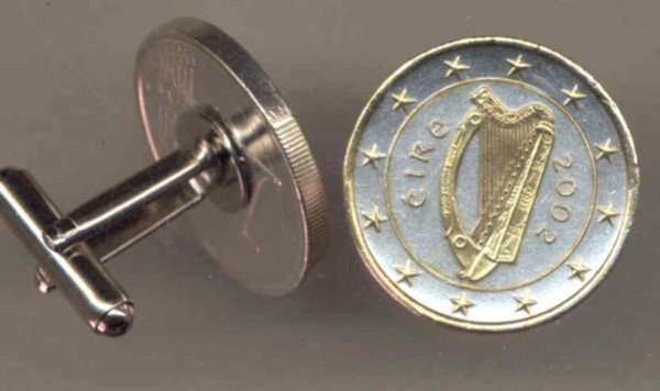 Ireland one Euro Harp, stars, center circle & rim done in Gold