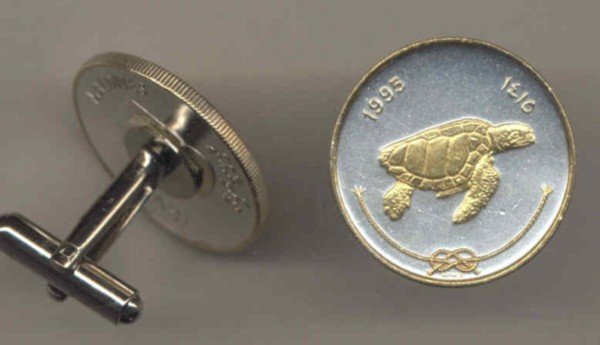 Maldive Is. 50 Larre Turtle (a little smaller than a U.S. quarter)
