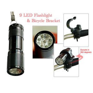 Bicycle Bracket Clip for Flashlight 9 LED Flashlight as a Present