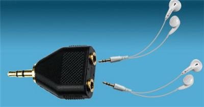 LOTS 4 HEADPHONE Earphone SPLITTER 3.5MM JACK 2 SOCKET MP3 CD