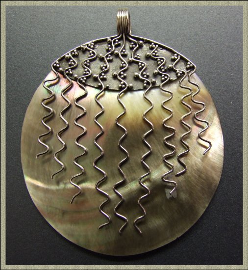 Large Silver Mother Of Pearl Pendant