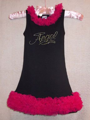 Rhinestone "Angel" Chiffon Ruffled Dress