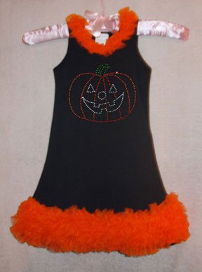 Rhinestone Pumpkin Chiffon Ruffled Dress