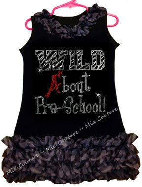 Rhinestone Wild About Pre-School Zebra Chiffon Ruffled Dress
