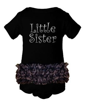 Sparkly Little Sister Zebra Chiffon Ruffled Onesie