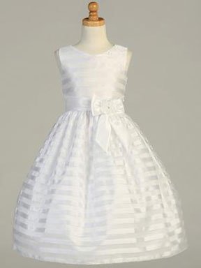 Striped organza Christening gown