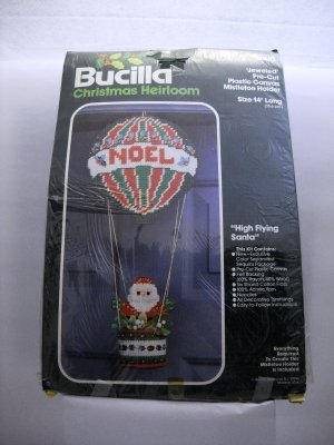 Needlepoint plastic canvas kit from Bucilla (Made in USA) - High Flying Santa