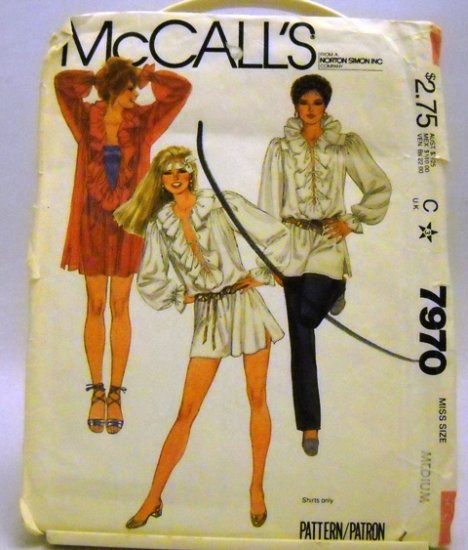 Pattern 7970 from McCall's (1982) Size Medium (14-16) - Misses' Shirt pattern