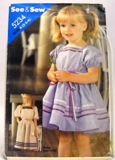 Pattern 5234 from See & Sew Size A (2,3,4) - Child's Pullover Dress pattern