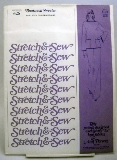 Pattern 626 from Stretch & Sew(1976) - Boatneck Sweater