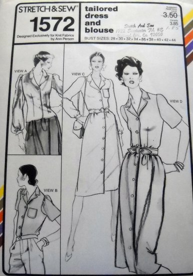 Pattern 1572 from Stretch & Sew(1979) - tailored dress and blouse
