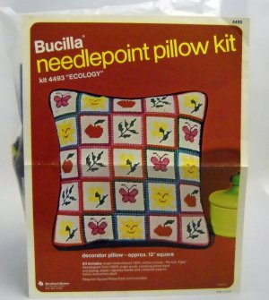Vintage Needlepoint Pillow kit from Bucilla - Ecology Kit 4493