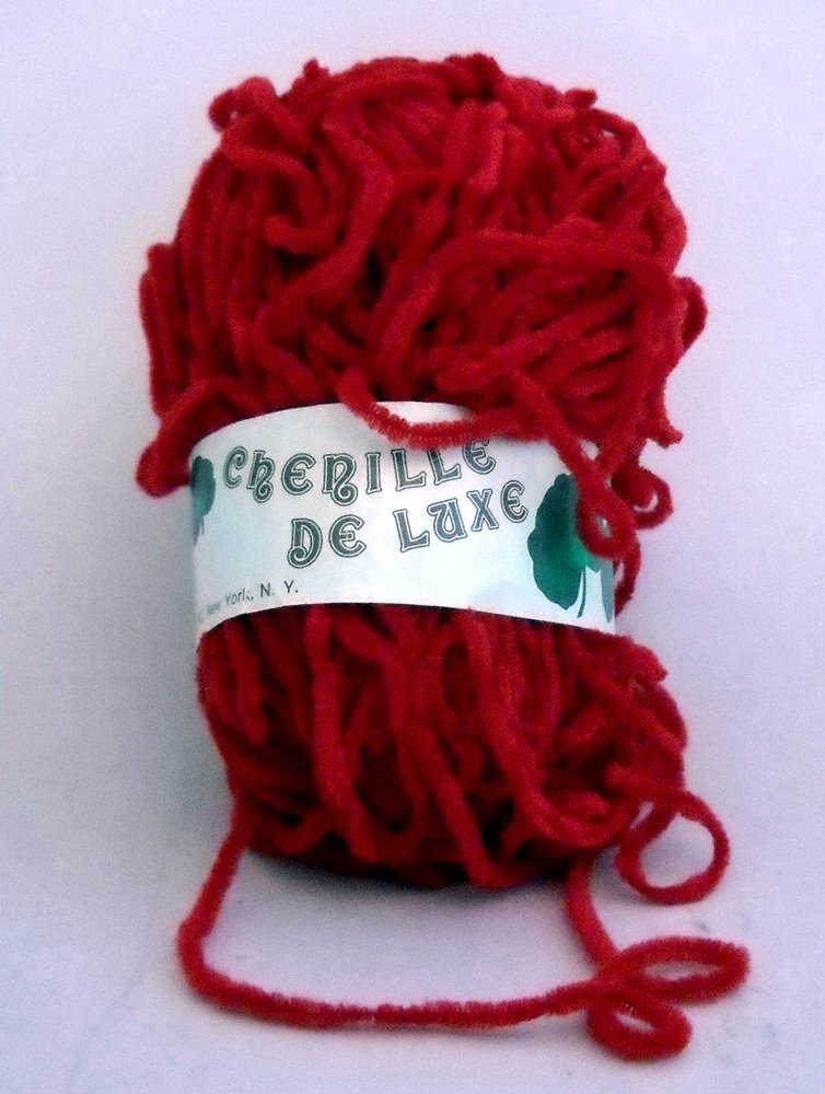 Italian Yarn Chenille De Luxe by William Unger & Co., Inc. 1-7/10 oz (48 g) skein - color 67 red