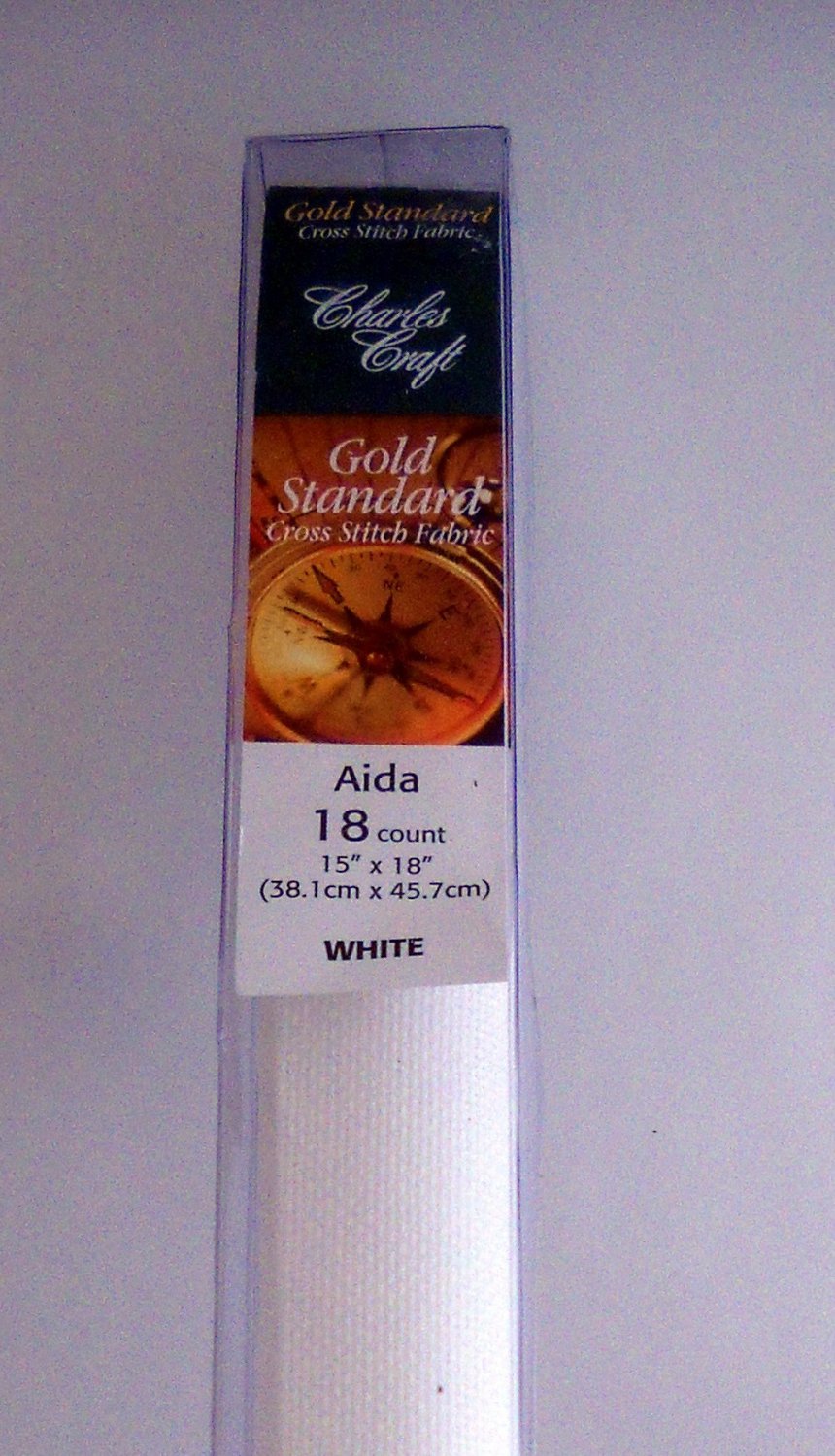 Charles Craft Gold Standard cross stitch fabric 18 count Aida White