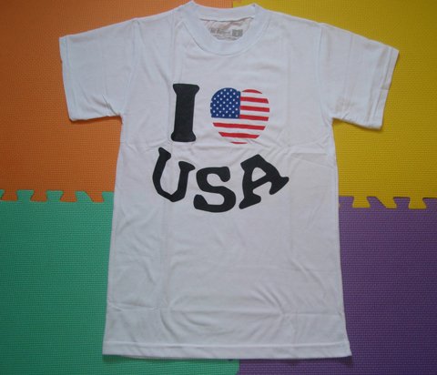 T SHIRT-I LOVE USA-WHITE size-S M L XL