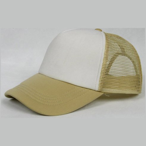 NEW CASUAL TRUCKER HAT CAP (KHAKI & WHITE)