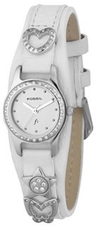Fossil White Leather With Silver Dial Es9952
