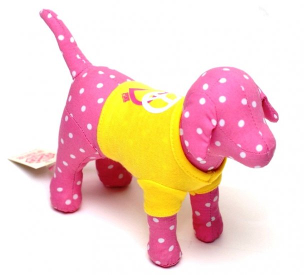 VICTORIA'S SECRET PINK MINI DOG WITH YELLOW T-SHIRT & POLKA DOTS NEW WITH TAG