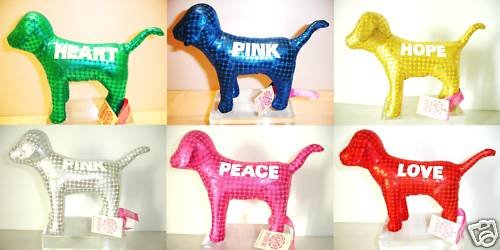 SET 6 VICTORIA SECRET PINK METALLIC MINI DOG COLLECTION