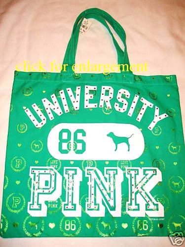 VICTORIA SECRET PINK BEAUTIFUL BLING CANVAS TOTE BAG 86