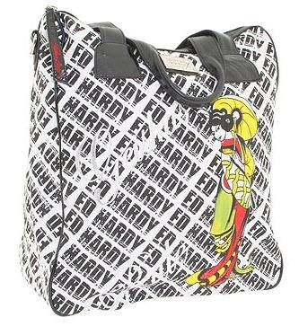 NEW AUTHENTIC ED HARDY MONOGRAM BLACK / WHITE BAG TOTE