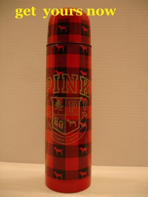VICTORIA SECRET PINK DOG THERMOS POT CUP BAG MUG CASE