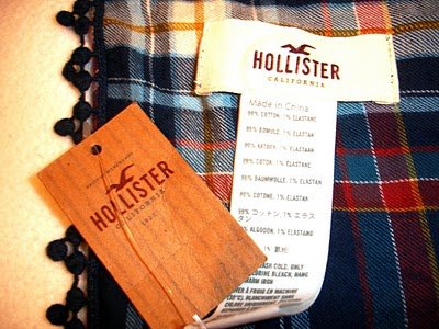 HOLLISTER WOMEN BLUE PLAID COTTON SCARF FASHIONABLE NWT