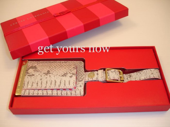 VICTORIA SECRET PYTHON LUGGAGE TAG SNAKE SKIN RARE NEW