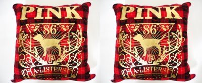 2 x VICTORIA SECRET PINK RED PLAID A-LISTERS PILLOW NEW
