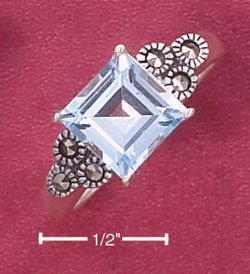 Sterling Silver Ring w/ 8mm blue topaz ( MSR-152 )