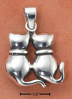 Sterling Silver 2 cats sitting charm ( CH-2385 )