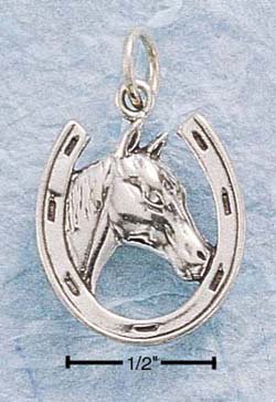 Sterling Silver JEWELRY horseshoe w/ horse ( CH-513 )