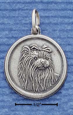 Sterling Silver JEWELRY Yorkshire Terrier ID Charm ( CH-1200 )