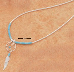 STERLING SILVER 20" TURQUOISE DREAMCATCHER ( nk77 )